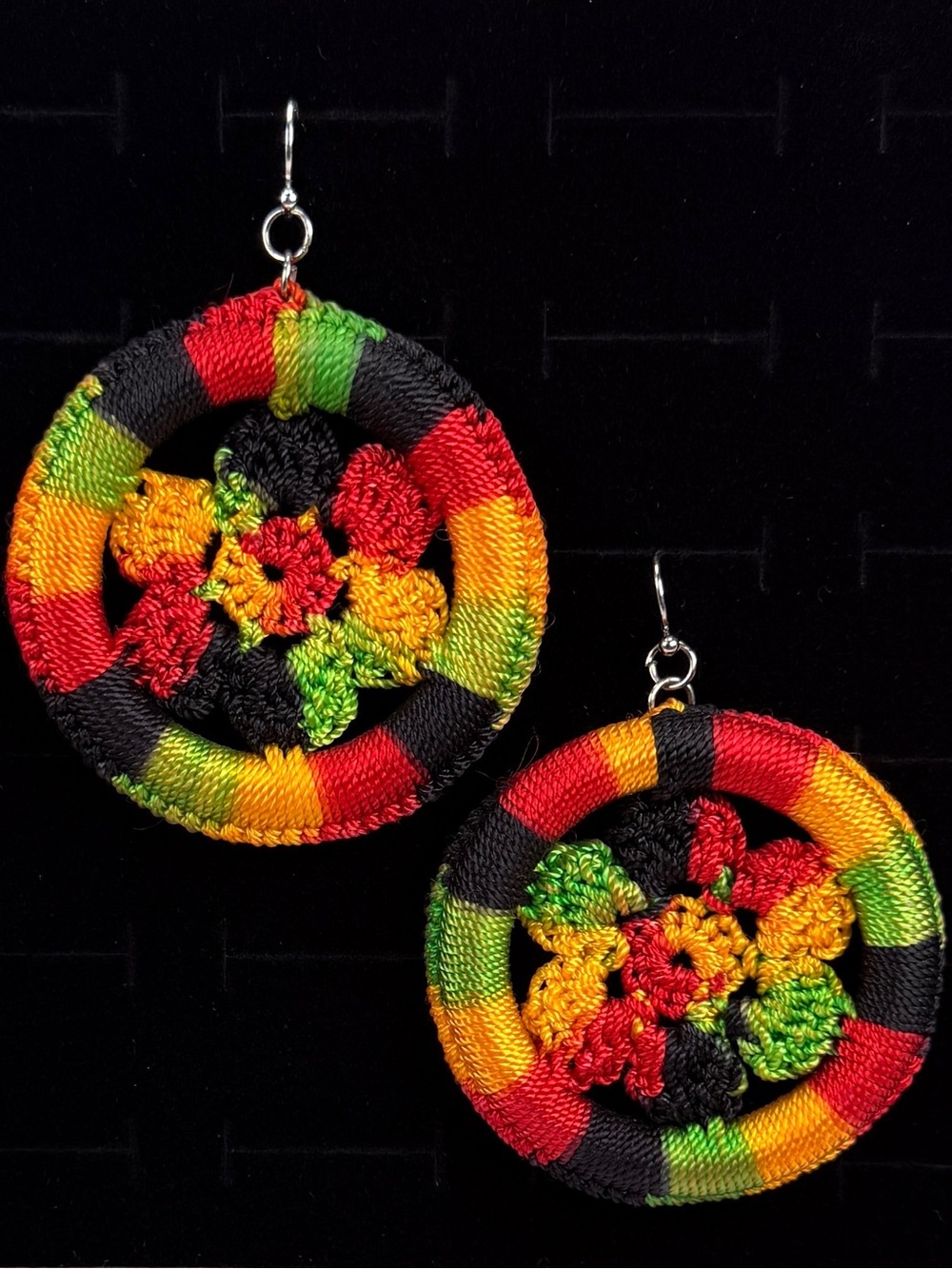 Multicolor Handmade Crochet Hoop Pierced Earrings